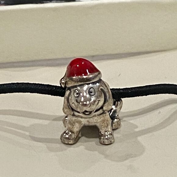 Retired Pandora Sterling Silver Red Enamel Christmas Puppy Dog Charm - Picture 4 of 13